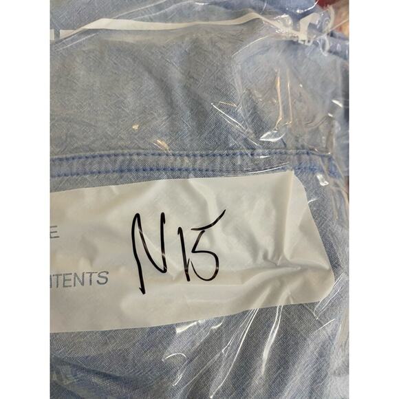 Free people we the free blue denim button up collared lightweight raw hem S - Picture 13 of 13